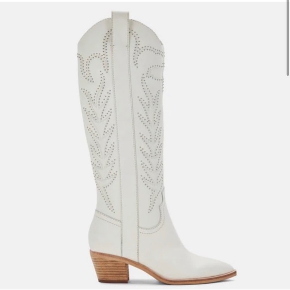 Dolce Vita Shoes - DOLCE VITA Solei Stud Western Boot - Off White - Sz - 6.5